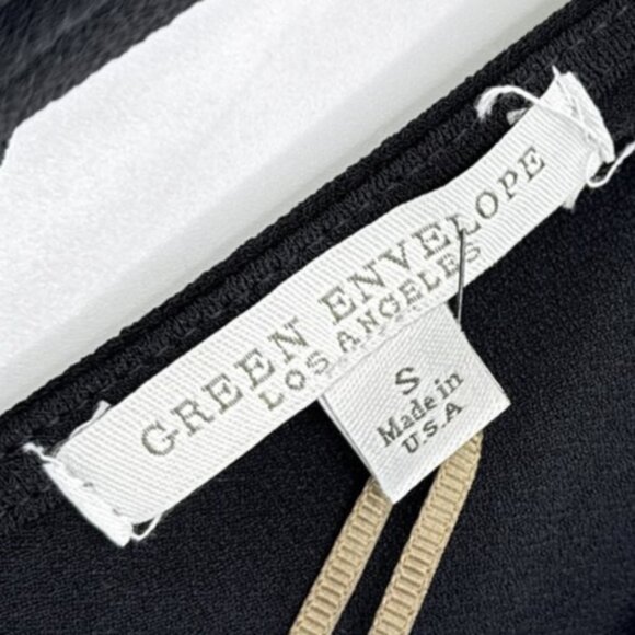 NWT Green Envelope Dress Women's‎ Sm Black Sleeveless Bow Tie Neckline Made USA - Picture 3 of 10